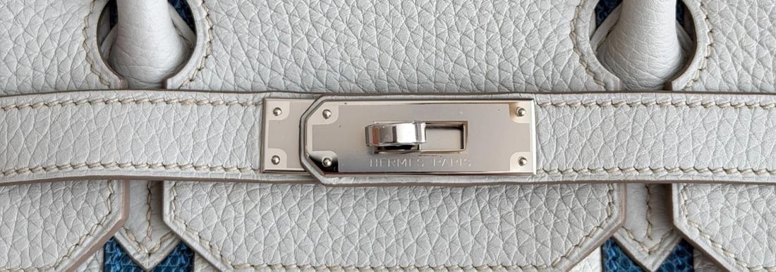 Hermes Birkin 35 Club Gris Perle White Togo Leather Lizard Palladium Hardware - 5