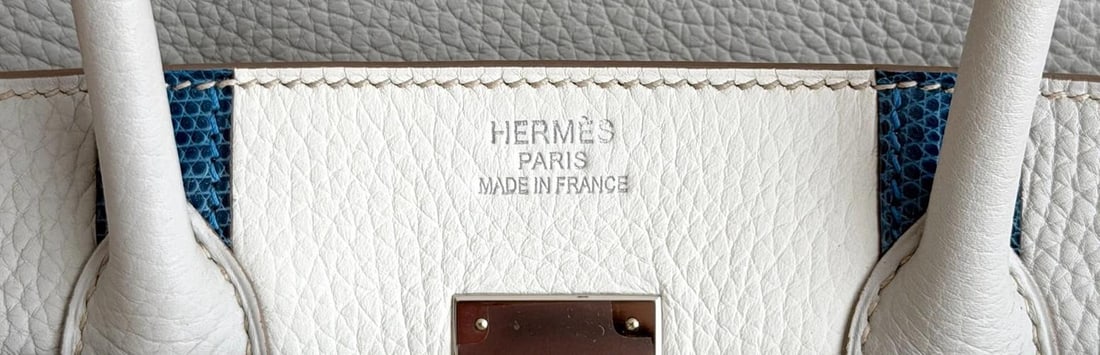 Hermes Birkin 35 Club Gris Perle White Togo Leather Lizard Palladium Hardware - 6