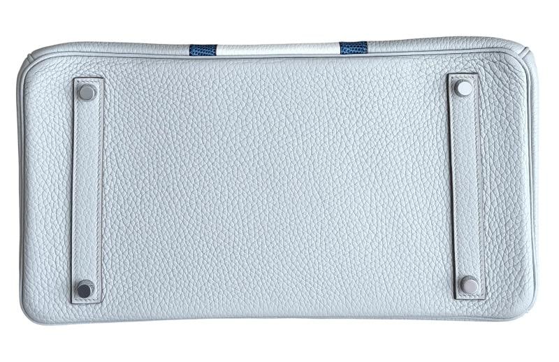 Hermes Birkin 35 Club Gris Perle White Togo Leather Lizard Palladium Hardware - 9