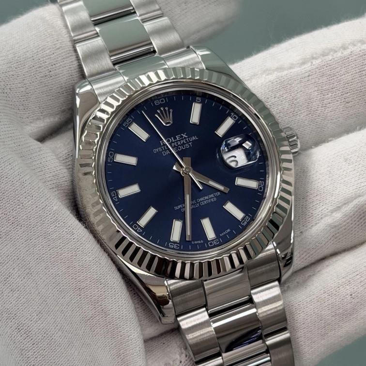 Rolex Datejust II 116334 41mm Blue Dial 18k White Gold Stainless Steel - 3