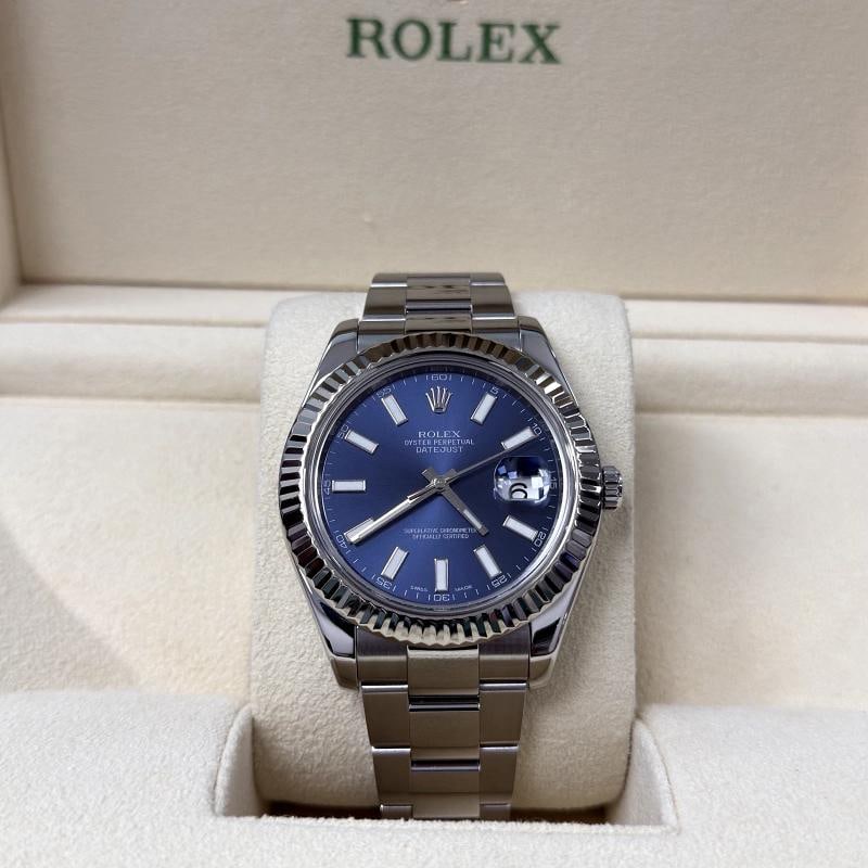 Rolex Datejust II 116334 41mm Blue Dial 18k White Gold Stainless Steel - 4