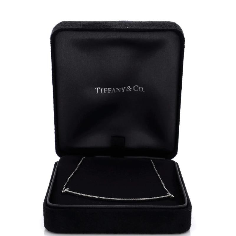 Tiffany & Co. T Smile Pendant Necklace 18K White Gold with Diamonds Large - 2