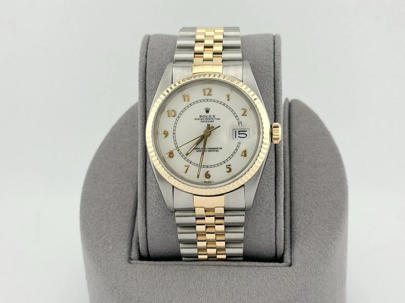 Rolex Datejust 16013 36mm White Boiler Gauge Dial 18k Gold Steel Jubilee - 2