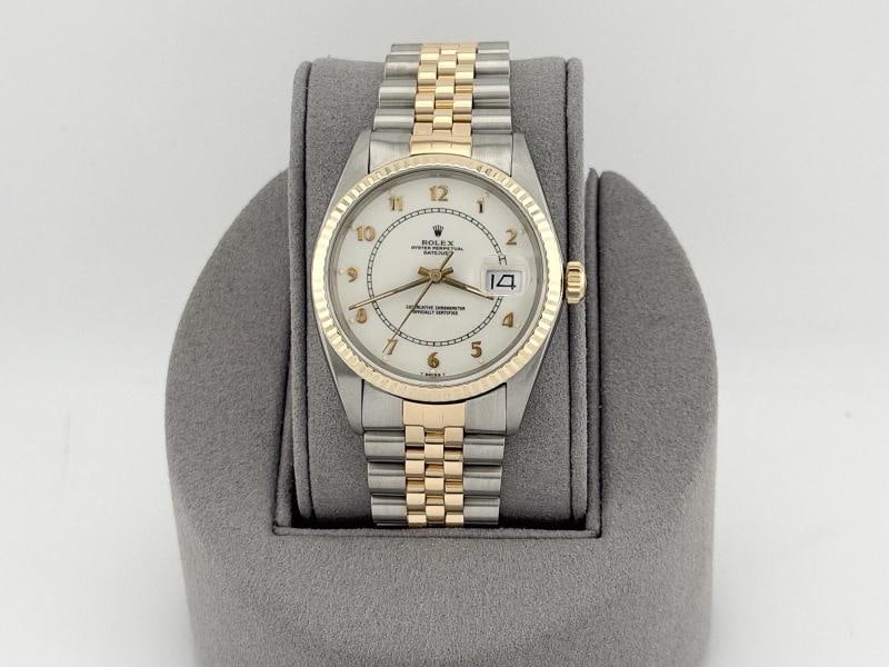 Rolex Datejust 16013 36mm White Boiler Gauge Dial 18k Gold Steel Jubilee - 6