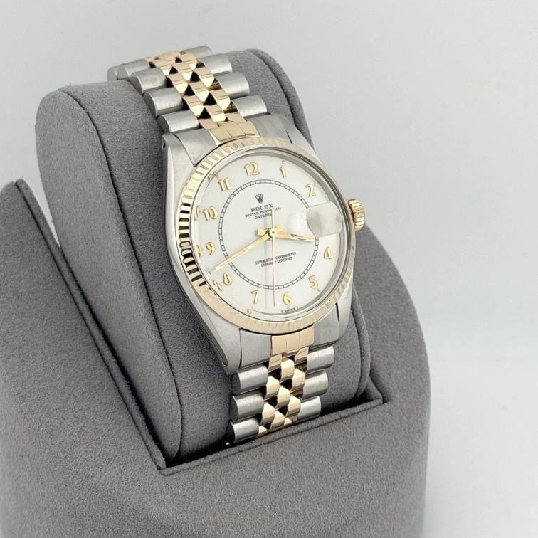 Rolex Datejust 16013 36mm White Boiler Gauge Dial 18k Gold Steel Jubilee - 7