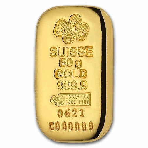 50 gram Gold Bar - PAMP Suisse (Cast, w/Assay): Brand: Pamp Suisse,MPN: 75518,Year: Random,Fineness: 0.9999,Denomination: 50 grams,Circulated/Uncirculated: None,Certification: Uncertified,Country of Origin: Switzerland