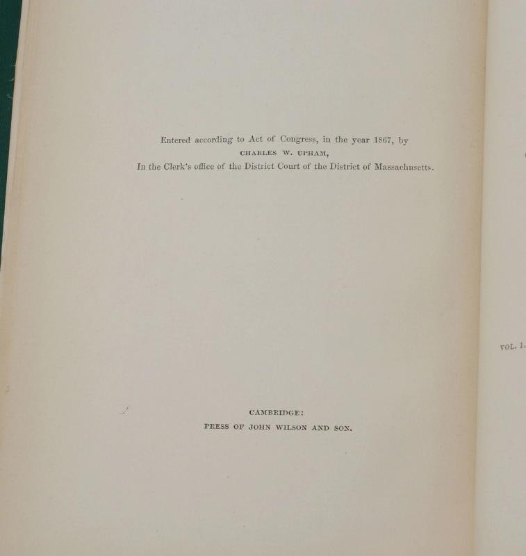 Salem Witchcraft by CHARLES UPHAM ~ First Edition 1867 ~ Salem Witch Trials 1st - 6