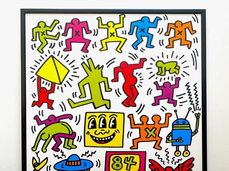 KEITH HARING ESTATE RARE 1999 LITHO PRINT FRAMED POP ART POSTER 1984~(24" W X 32 1/4" H X 1" D) - 2