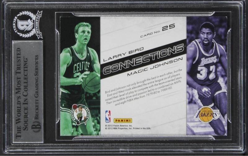 Larry Bird & Magic Johnson Signed 2012 Prestige Connections #25 Card BAS Slab 2 - 2