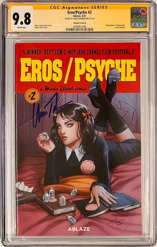 CGC Signature Series Graded 9.8 Uma Thurman Signed Eros/Psyche #2 Variant D: Original/Reproduction: Original,Industry: Movies,Country of Origin: United States