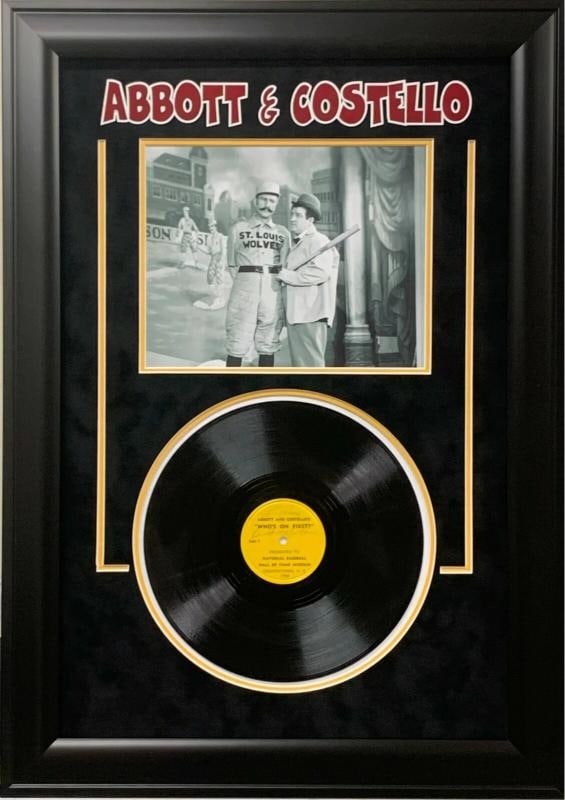 Bud Abbott & Lou Costello Signed Who's On First 1956 LP Record Framed JSA COA: Industry: Television,Autograph Authentication: James Spence (JSA),Object Type: Record,Original/Reproduction: Original,Country of Origin: United States