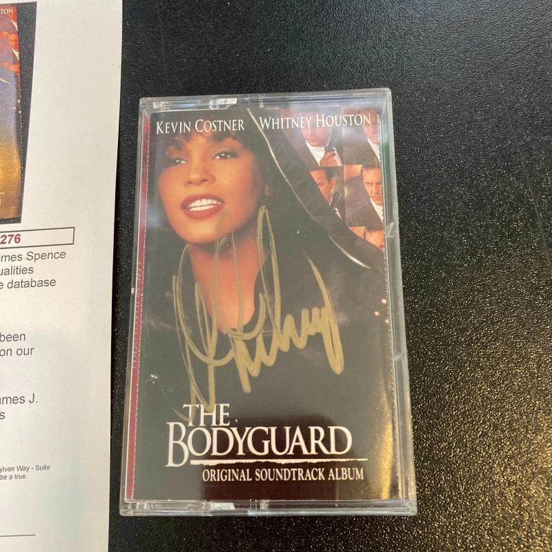 Whitney Houston Signed Vintage The Bodyguard Soundtrack Cassette Tape JSA COA - 2