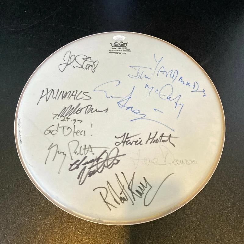 The Yardbirds & The Animals Bands Signed Drumhead JSA COA 9 Signatures - 3