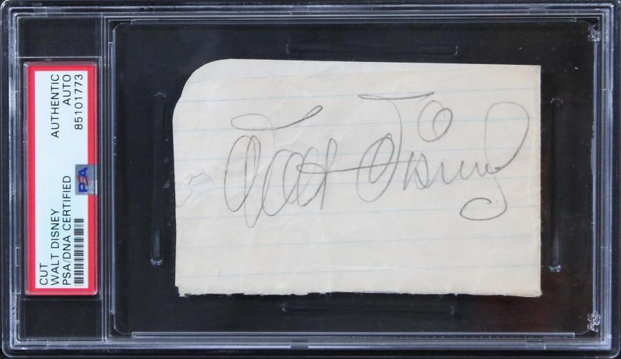 Walt Disney Authentic Signed 2.75x4.25 Cut Signature (PSA) - 6