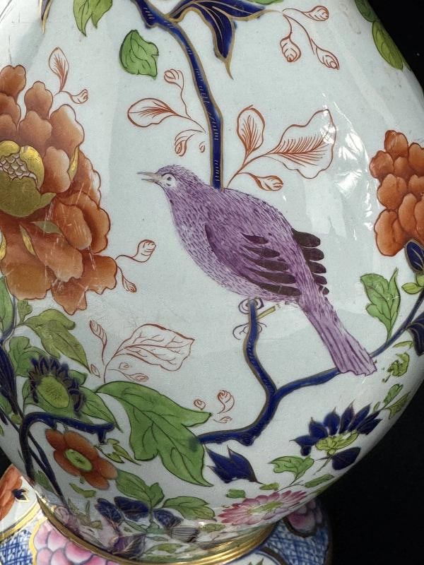 Large Pair Davenport Flying Bird Pattern Porcelain Vases Circa 1810 Antique - 2
