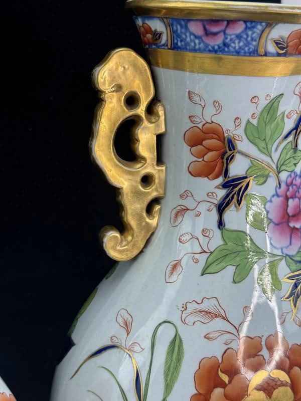 Large Pair Davenport Flying Bird Pattern Porcelain Vases Circa 1810 Antique - 3