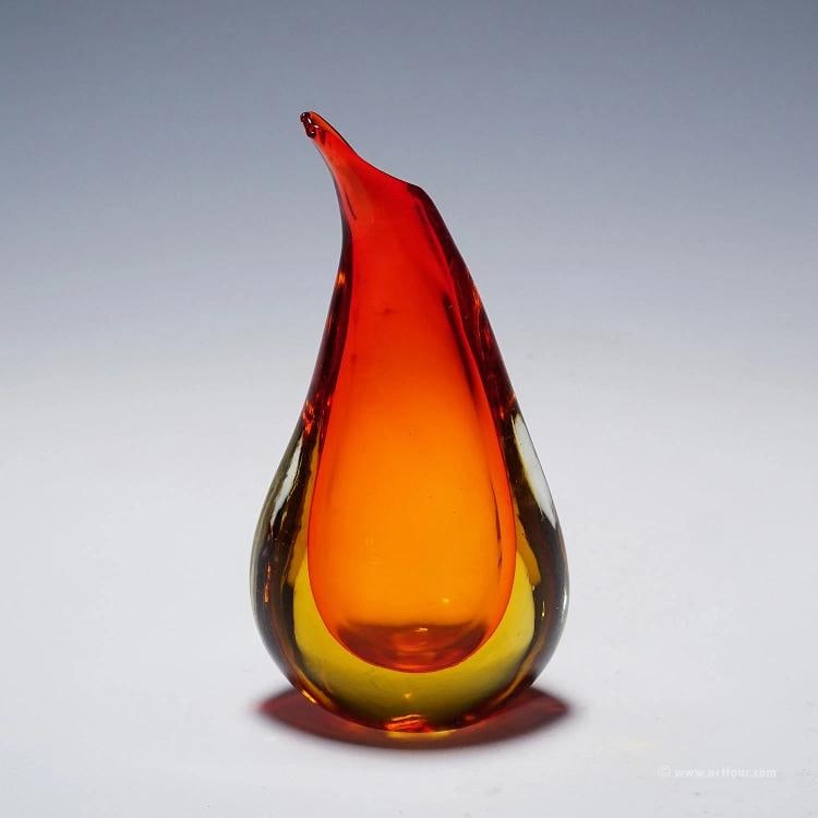 Vase in Red and Yellow Sommerso Glass, Flavio Poli for Seguso: height: 5.91 inches diameter: 3.15 inches. Condition: Used,Brand: ArtGlass,Type: Vase,Country of Origin: Italy