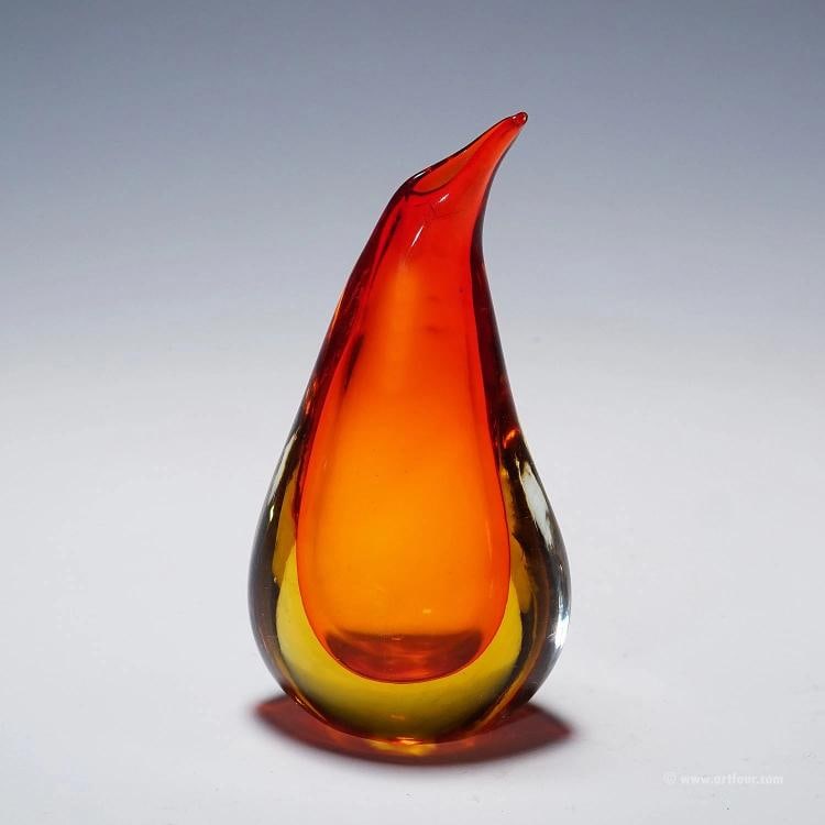 Vase in Red and Yellow Sommerso Glass, Flavio Poli for Seguso - 2