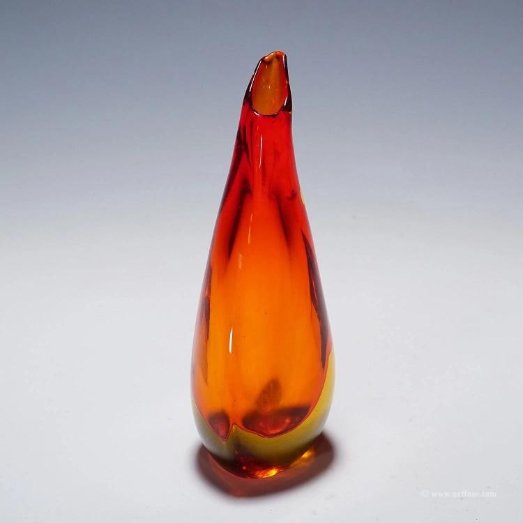 Vase in Red and Yellow Sommerso Glass, Flavio Poli for Seguso - 3