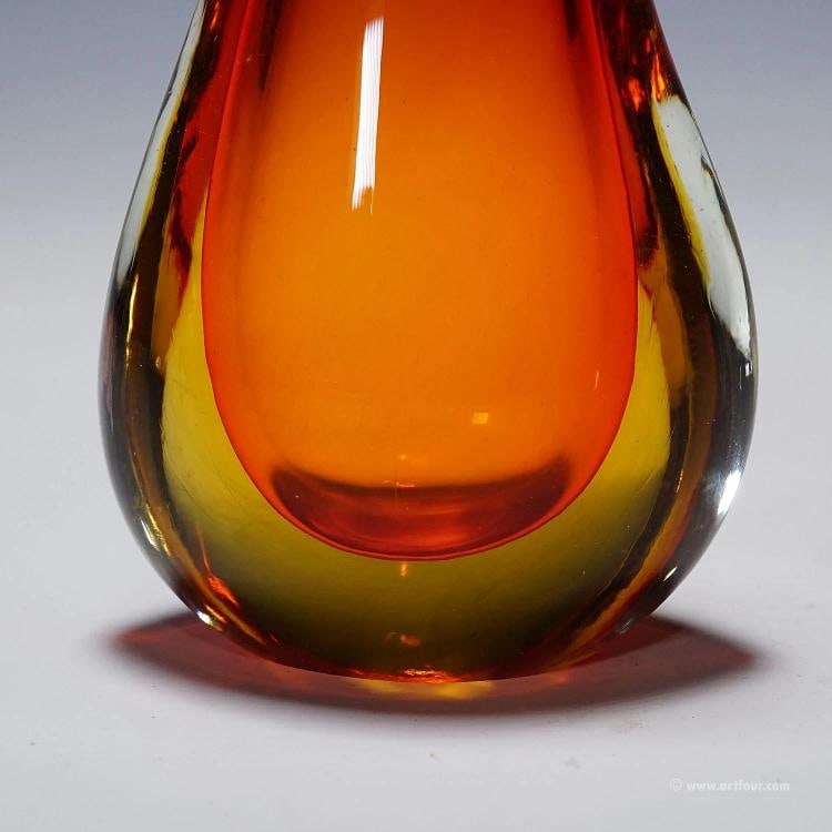 Vase in Red and Yellow Sommerso Glass, Flavio Poli for Seguso - 5