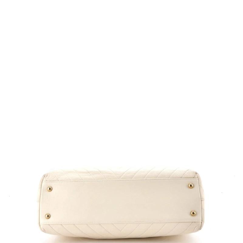 Chanel Coco Top Handle Bag Chevron Calfskin with Lizard Embossed Leather Medium - 4