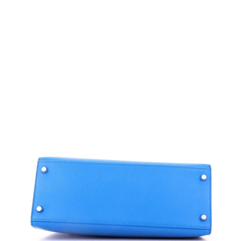 Hermes Kelly Handbag Blue Epsom with Palladium Hardware 28 - 4