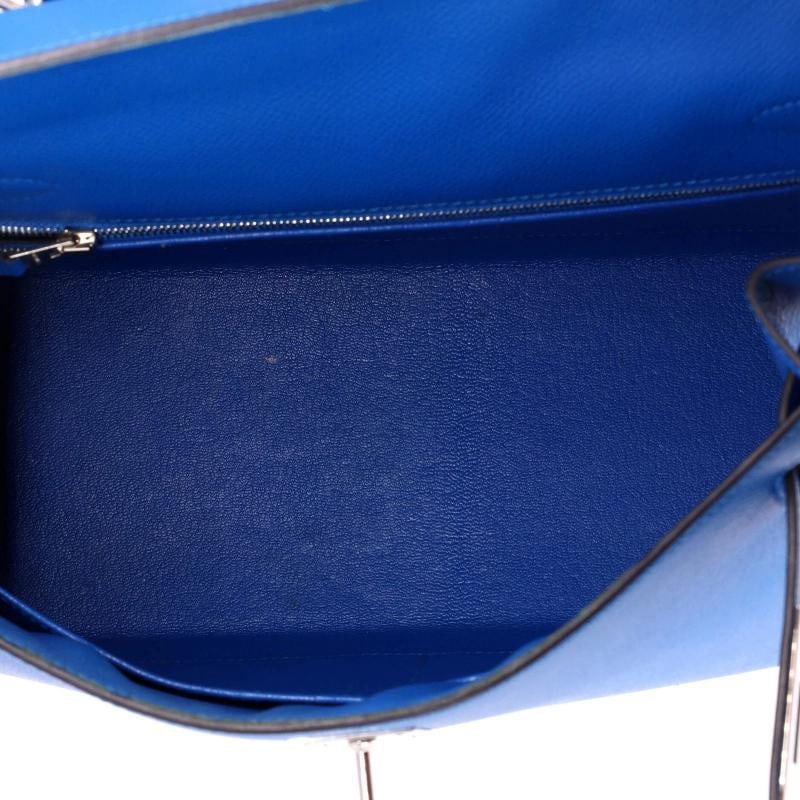 Hermes Kelly Handbag Blue Epsom with Palladium Hardware 28 - 5