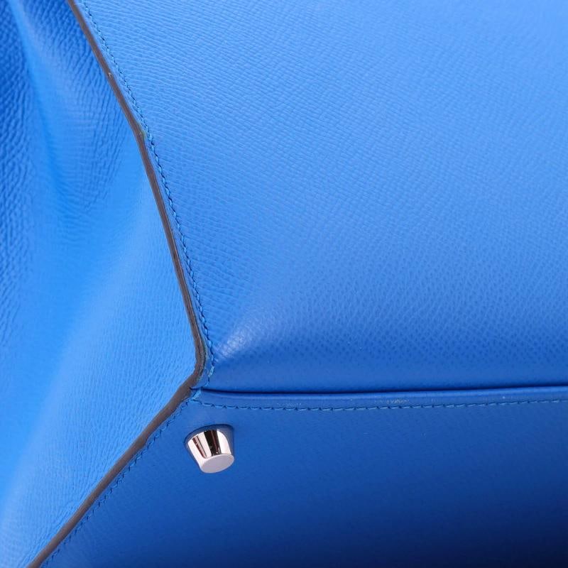 Hermes Kelly Handbag Blue Epsom with Palladium Hardware 28 - 7