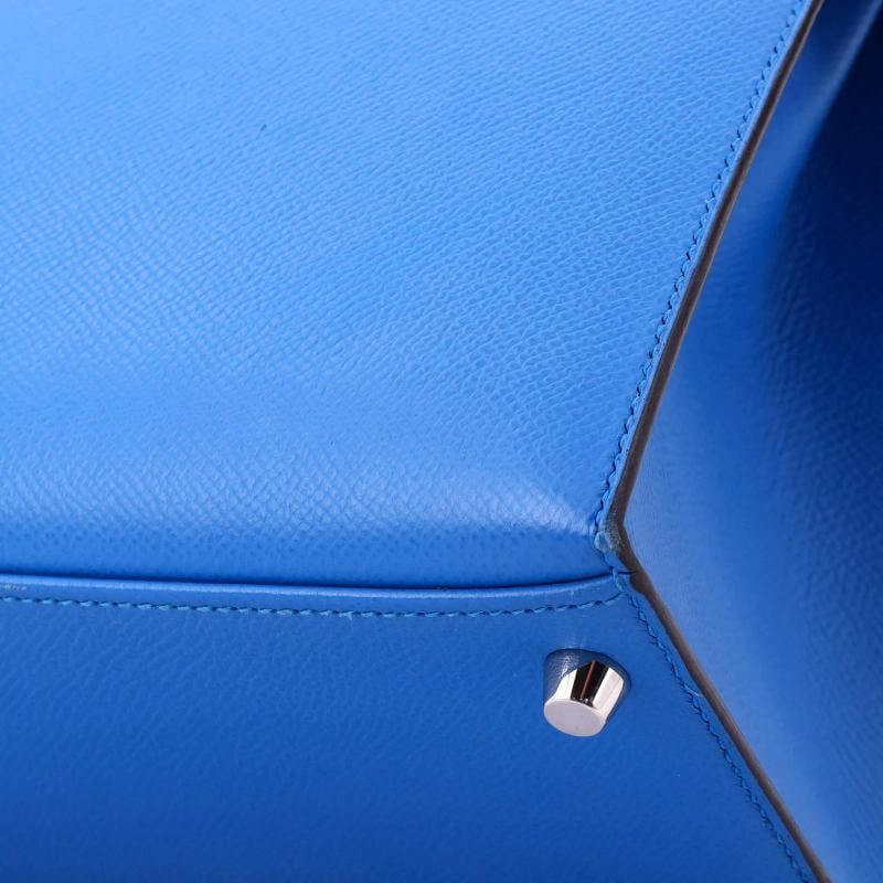 Hermes Kelly Handbag Blue Epsom with Palladium Hardware 28 - 8