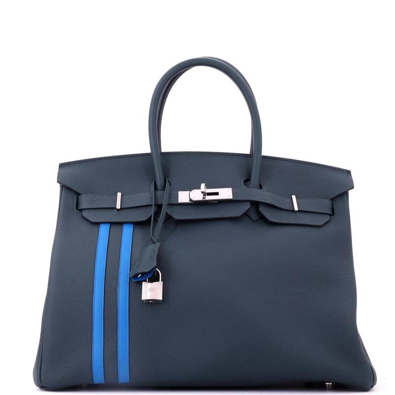 Hermes Officier Birkin Bag Limited Edition Togo with Swift 35: Accessories: Keys, Lock, Clochette Measurements: Handle Drop 4", Height 10", Width 14", Depth 7". Condition: Pre-owned - Excellent,Brand: Hermes,Exterior Material: Leather,Style: Totes,Exterior