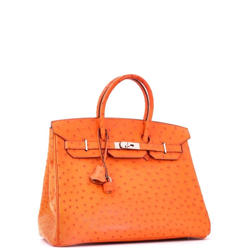 Hermes Birkin Handbag Orange Ostrich with Palladium Hardware 35 - 2