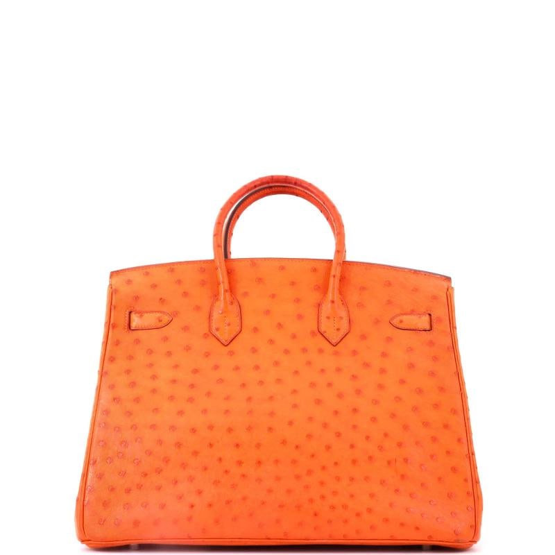 Hermes Birkin Handbag Orange Ostrich with Palladium Hardware 35 - 3
