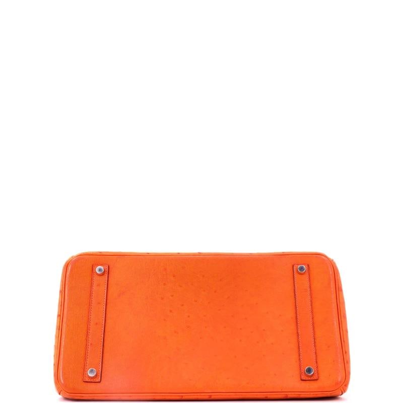 Hermes Birkin Handbag Orange Ostrich with Palladium Hardware 35 - 4