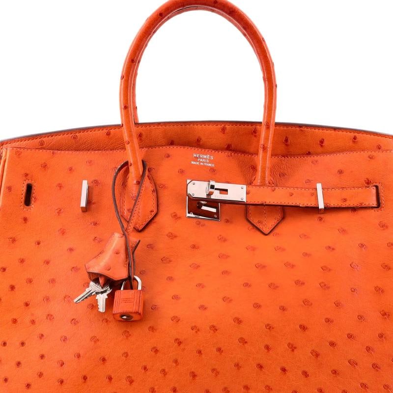 Hermes Birkin Handbag Orange Ostrich with Palladium Hardware 35 - 5