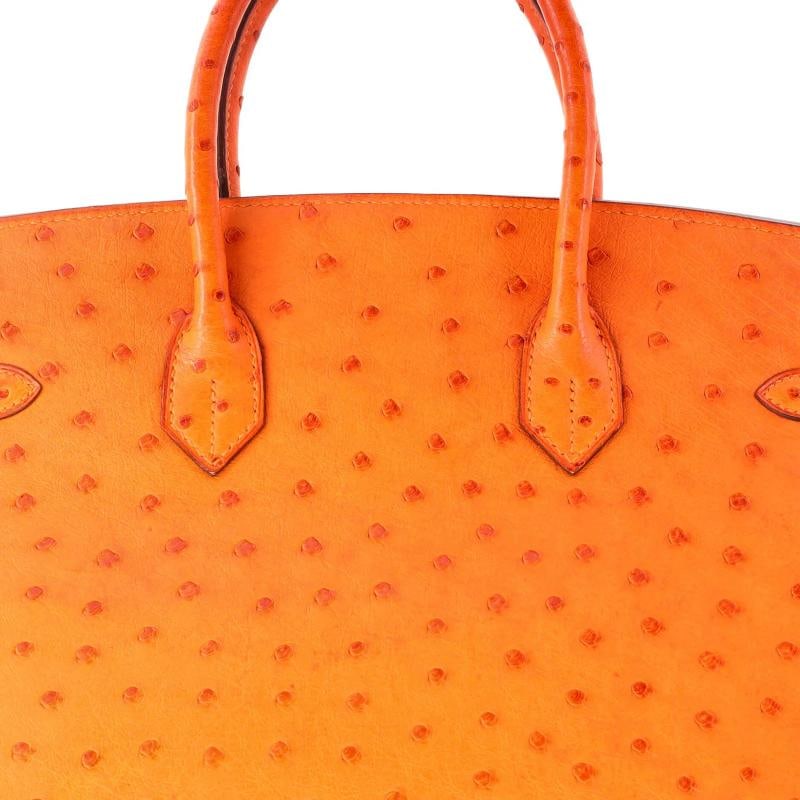 Hermes Birkin Handbag Orange Ostrich with Palladium Hardware 35 - 8