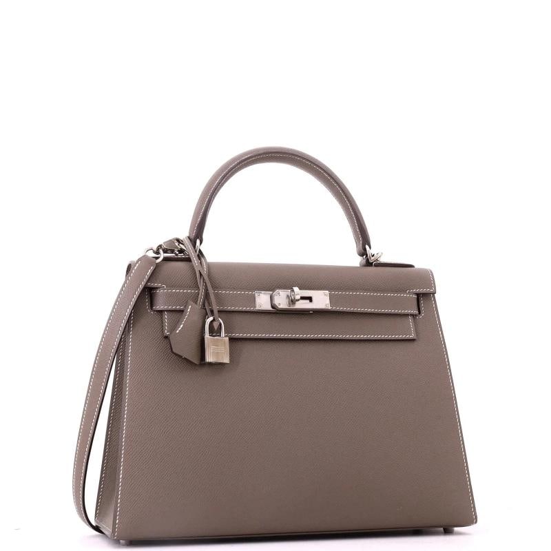 Hermes Kelly Handbag Grey Epsom with Palladium Hardware 28 - 2