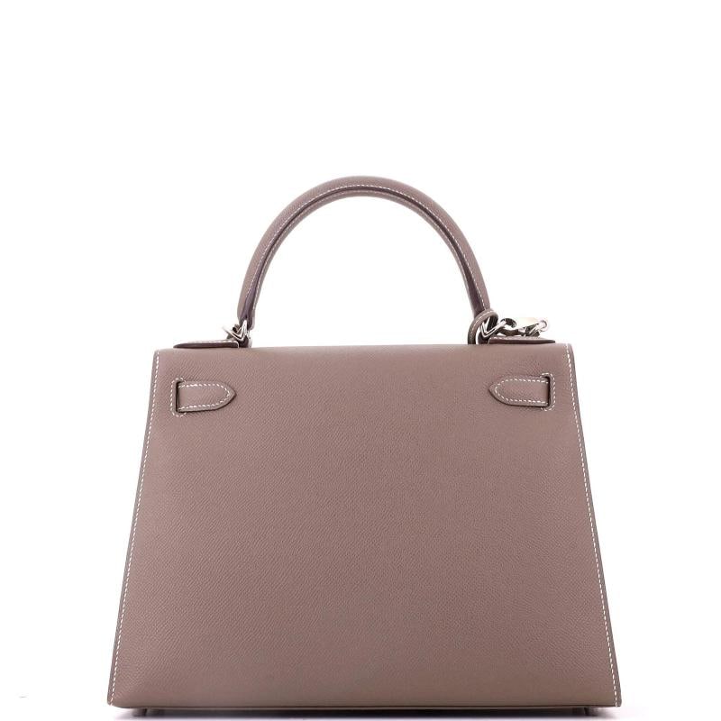 Hermes Kelly Handbag Grey Epsom with Palladium Hardware 28 - 3
