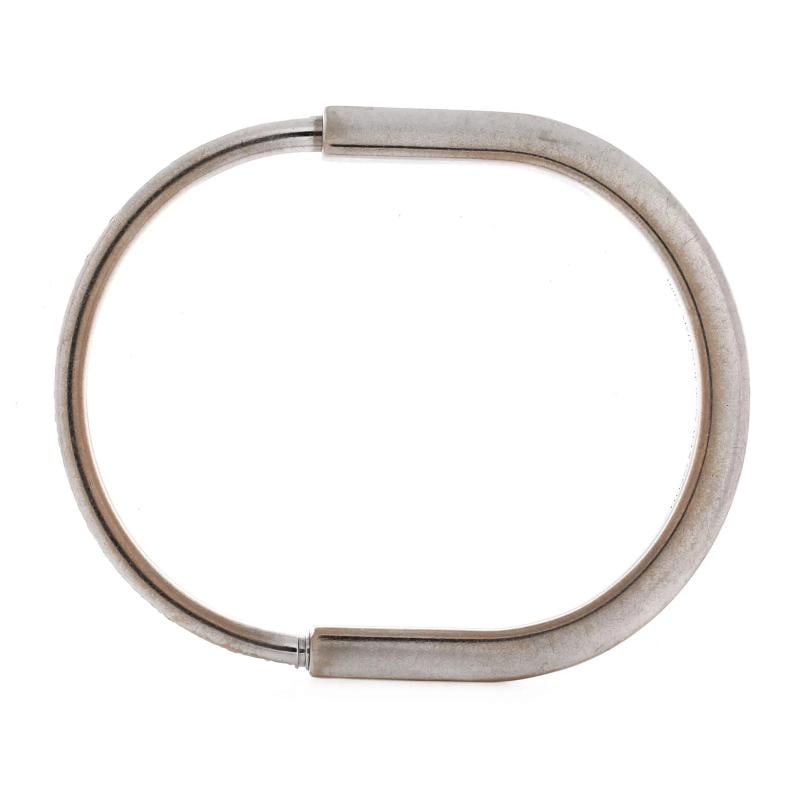 Tiffany & Co. Lock Bangle Bracelet 18K White Gold with Half Pave Diamonds - 3