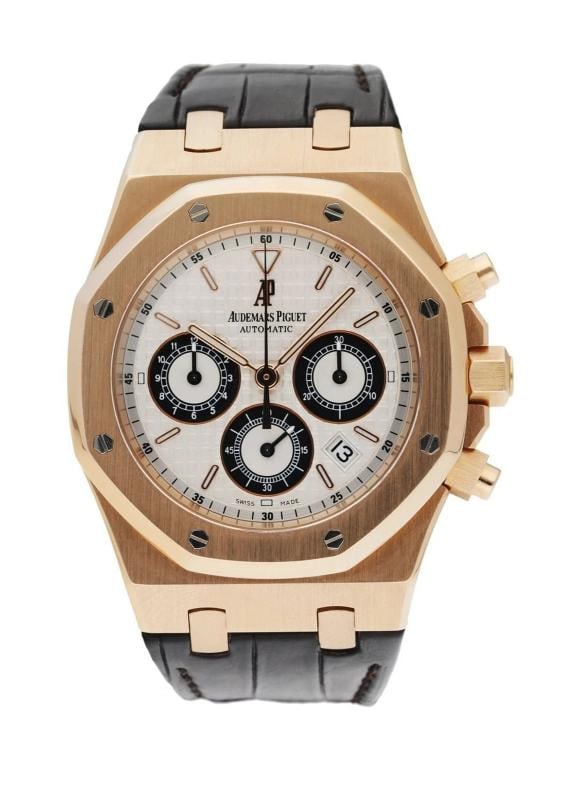 Audemars Piguet Royal Oak 26022 Rubber Strap 18k YG Cream White Stick Auto 39mm (1 of 7)