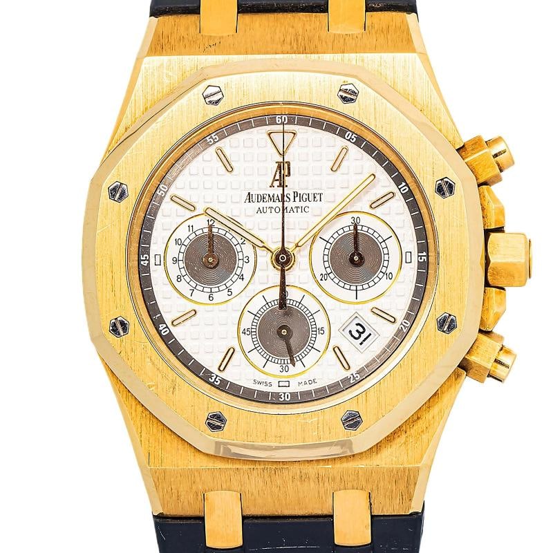 Audemars Piguet Royal Oak 26022 Rubber Strap 18k YG Cream White Stick Auto 39mm - 3