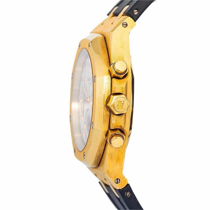 Audemars Piguet Royal Oak 26022 Rubber Strap 18k YG Cream White Stick Auto 39mm - 4