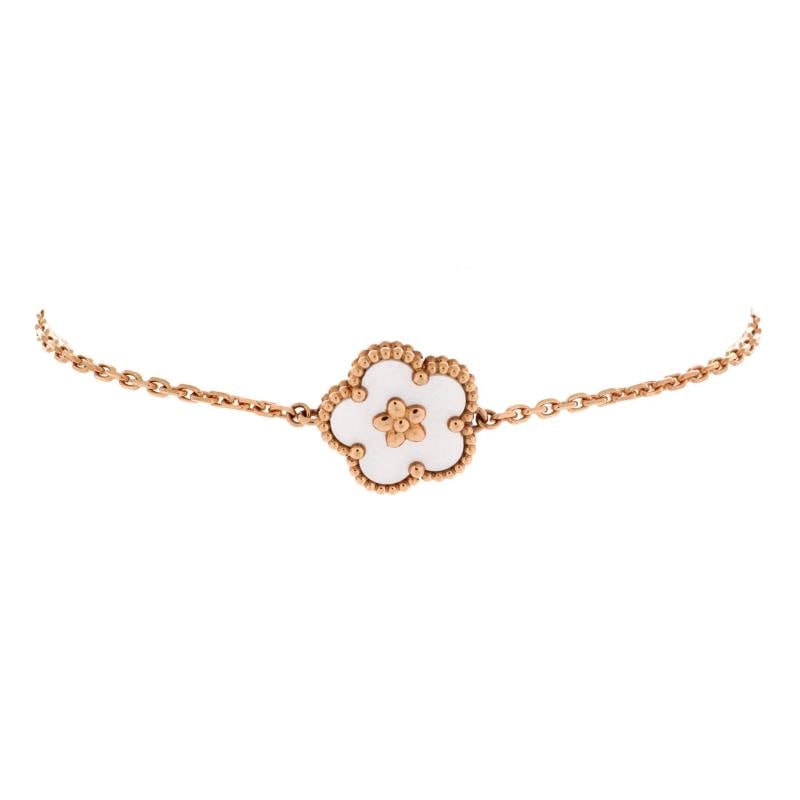 Van Cleef & Arpels Lucky Spring Plum Blossom Bracelet 18K Rose Gold and Mother: Condition: Pre-owned - Good,Brand: Van Cleef & Arpels,Main Stone: Unknown,Metal: 18K Rose Gold,Metal Purity: 18K,Style: Bracelet,Type: Bracelet,Color: Rose Gold,Material: 18K Rose Gold, Mother Of Pear