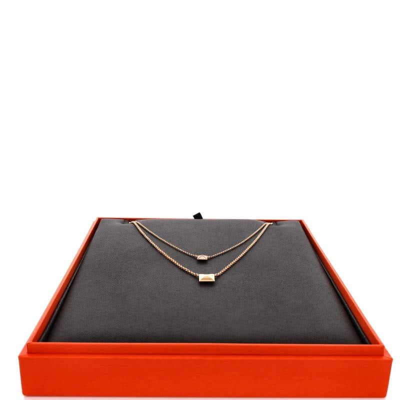 Hermes Clou d'H Double Pendant Necklace 18K Rose Gold with Diamonds - 2