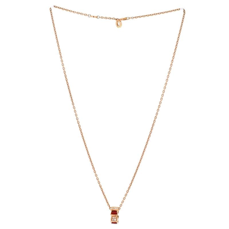 Bvlgari Serpenti Viper Pendant Necklace 18K Rose Gold with Carnelian - 2