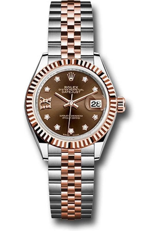 Rolex Datejust Lady 279171 Jubilee Steel & RG Chocolate Diamond Star Auto 28mm: Case Size 28mm Wrist Fit 6 Inches Box No Papers No Condition Ã¢â‚¬â€� Pre Owned Full Specifications Brand Rolex Model Datejust Lady Reference 279171 Serial 