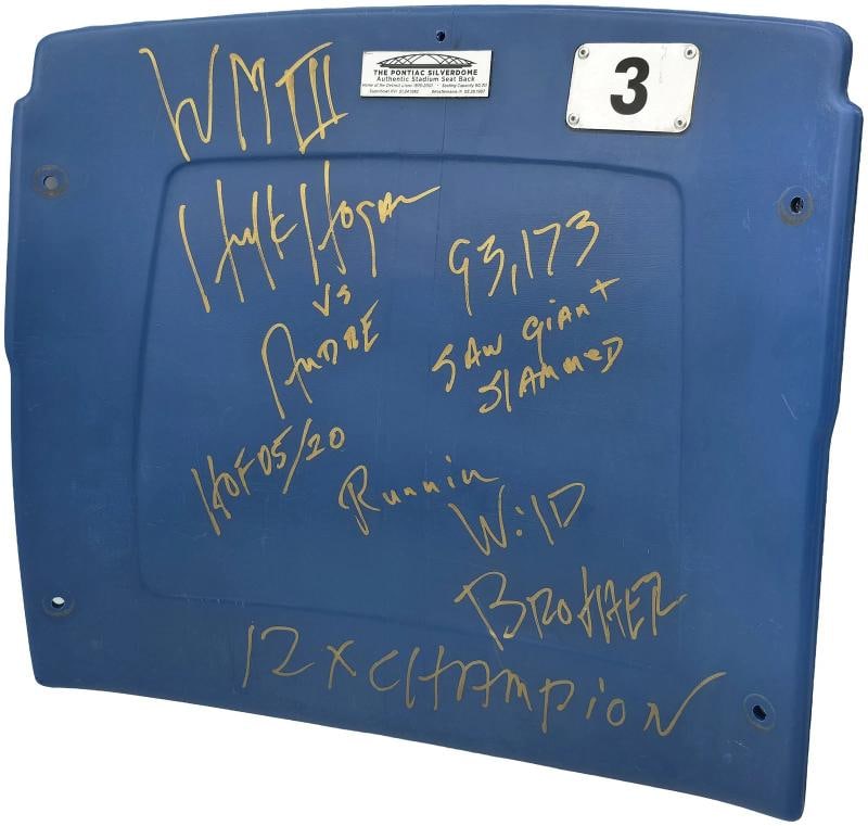 Hulk Hogan Signed WrestleMania III Silverdome Seat Back vs Andre Beckett BAS (1 of 7)