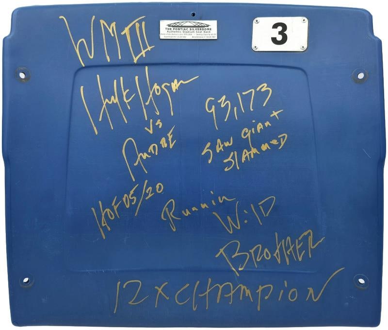 Hulk Hogan Signed WrestleMania III Silverdome Seat Back vs Andre Beckett BAS - 2