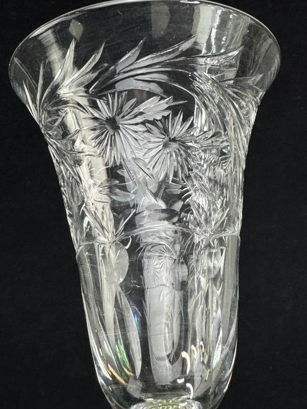12 Antique Webb Corbett English Crystal Hand Cut Floral Cordial Glasses - 3