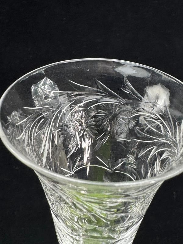 12 Antique Webb Corbett English Crystal Hand Cut Floral Cordial Glasses - 4