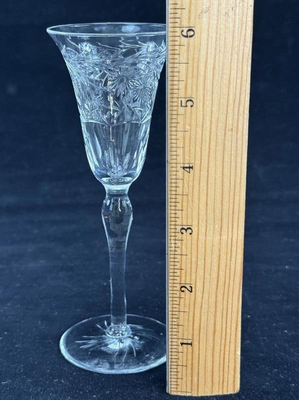 12 Antique Webb Corbett English Crystal Hand Cut Floral Cordial Glasses - 8